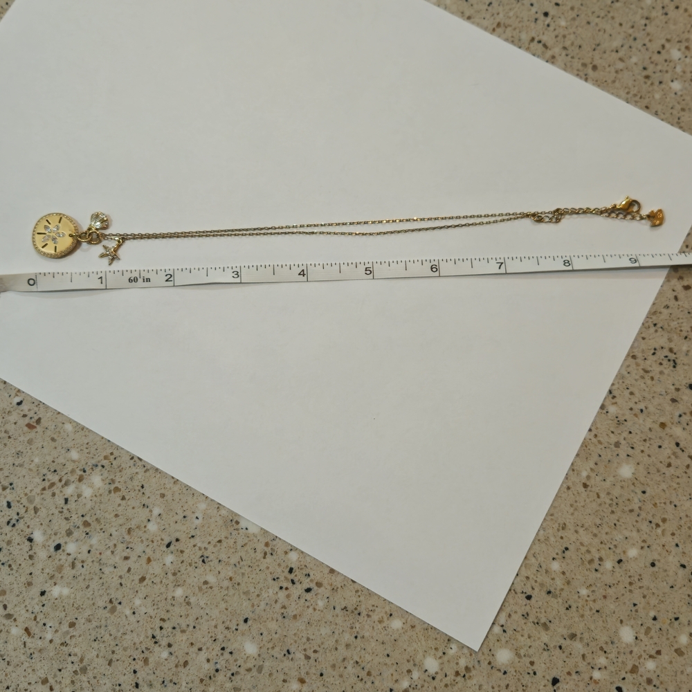 NEW Swarovski Gold Sand Dollar Pendant Necklace Crystals Summer Vacation Resort - Picture 6 of 7